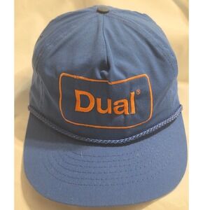 Vintage‎ Dual Electronics Rope Hat Blue Orange Embroidered Leather Strap Cap